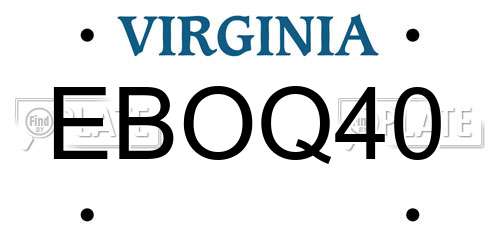 EBOQ40 Virginia License Plate