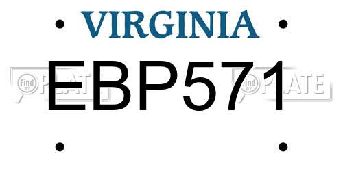 EBP571 Virginia License Plate