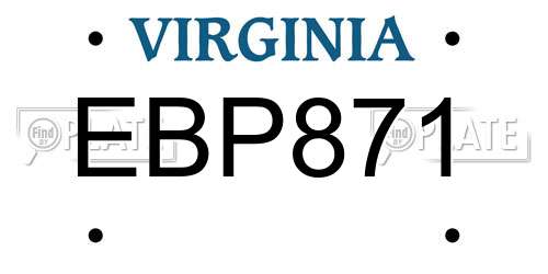 EBP871 Virginia License Plate