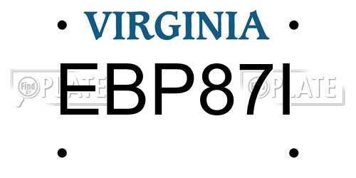 EBP87I Virginia License Plate