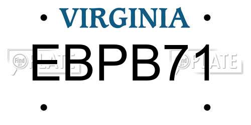 EBPB71 Virginia License Plate