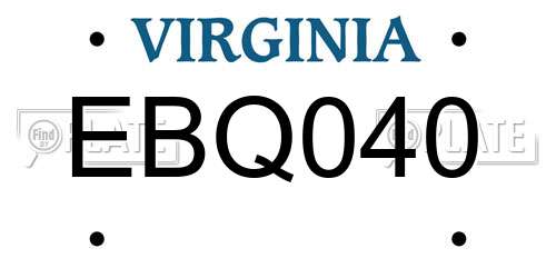 EBQ040 Virginia License Plate
