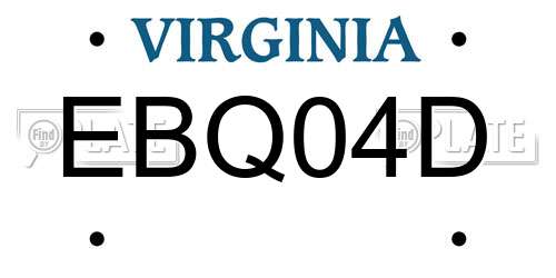 EBQ04D Virginia License Plate