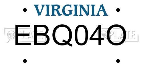 EBQ04O Virginia License Plate