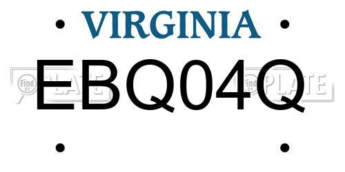 EBQ04Q Virginia License Plate