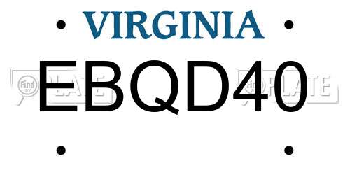 EBQD40 Virginia License Plate