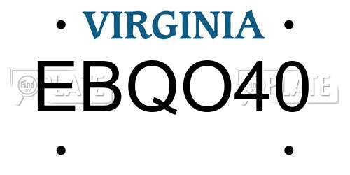 EBQO40 Virginia License Plate