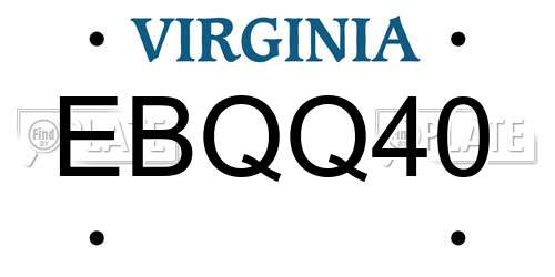 EBQQ40 Virginia License Plate
