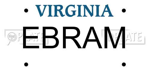 EBRAM Virginia License Plate