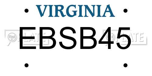 EBSB45 Virginia License Plate