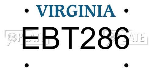 EBT286 Virginia License Plate