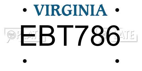 EBT786 Virginia License Plate