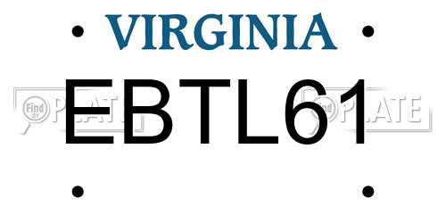 EBTL61 Virginia License Plate
