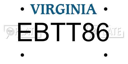 EBTT86 Virginia License Plate