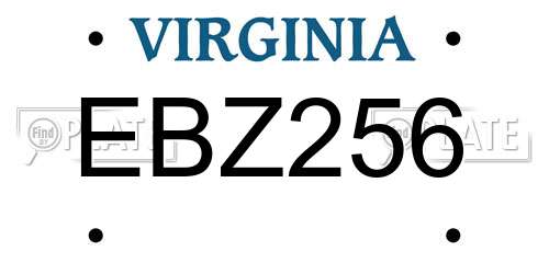 EBZ256 Virginia License Plate