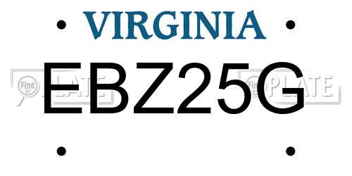 EBZ25G Virginia License Plate