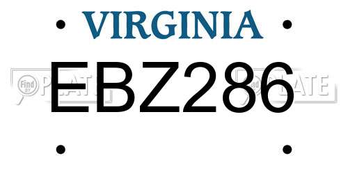EBZ286 Virginia License Plate
