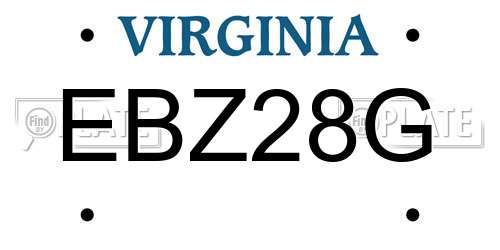 EBZ28G Virginia License Plate