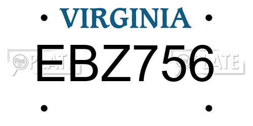 EBZ756 Virginia License Plate