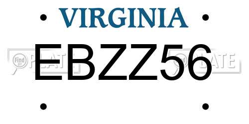 EBZZ56 Virginia License Plate