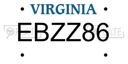 EBZZ86 Virginia License Plate