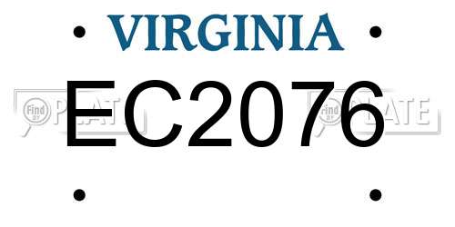 EC2076 Virginia License Plate