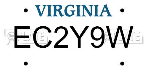 EC2Y9W Virginia License Plate