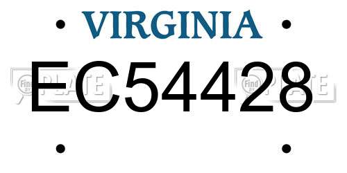 EC54428 Virginia License Plate