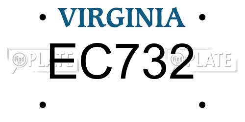 EC732 Virginia License Plate