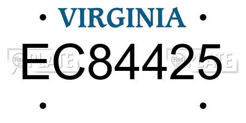 EC84425 Virginia License Plate