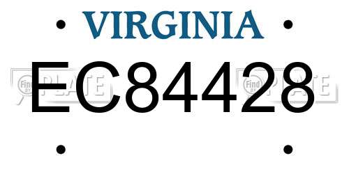 EC84428 Virginia License Plate