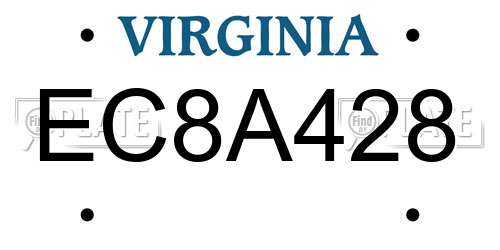 EC8A428 Virginia License Plate