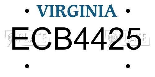 ECB4425 Virginia License Plate