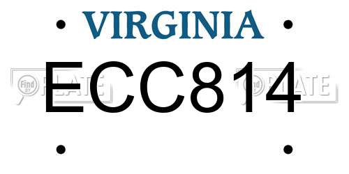 ECC814 Virginia License Plate