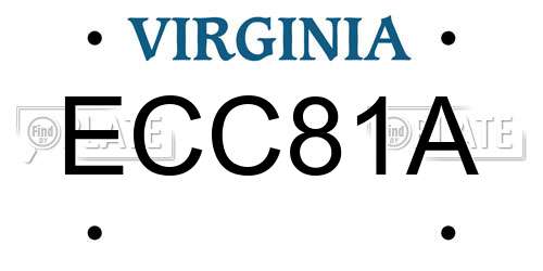 ECC81A Virginia License Plate