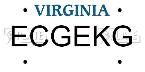 ECGEKG Virginia License Plate