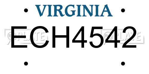 ECH4542 Virginia License Plate