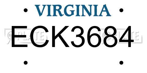 ECK3684 Virginia License Plate