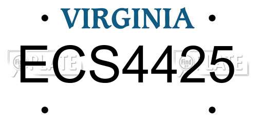ECS4425 Virginia License Plate