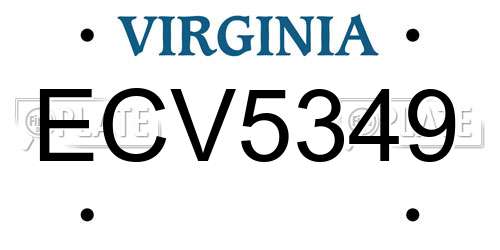 ECV5349 Virginia License Plate
