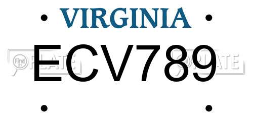 ECV789 Virginia License Plate