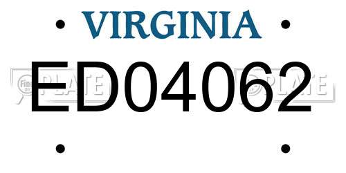 ED04062 Virginia License Plate