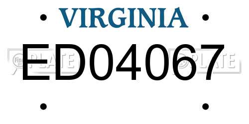 ED04067 Virginia License Plate