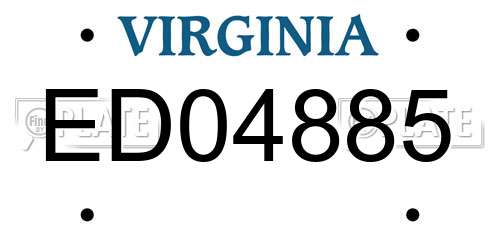 ED04885 Virginia License Plate