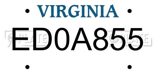 ED0A855 Virginia License Plate