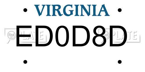 ED0D8D Virginia License Plate