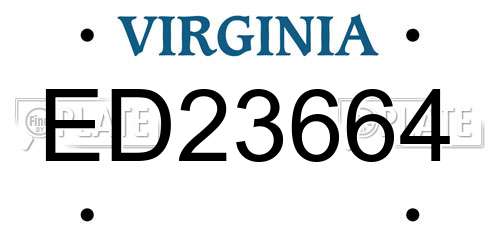 ED23664 Virginia License Plate