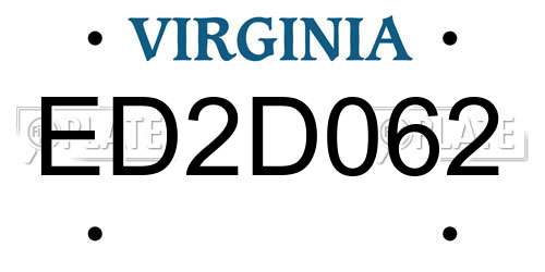 ED2D062 Virginia License Plate