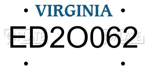 ED2O062 Virginia License Plate