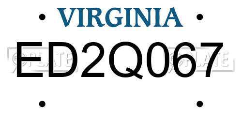 ED2Q067 Virginia License Plate